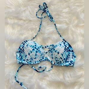 Hollister bikini top white & blue 34A